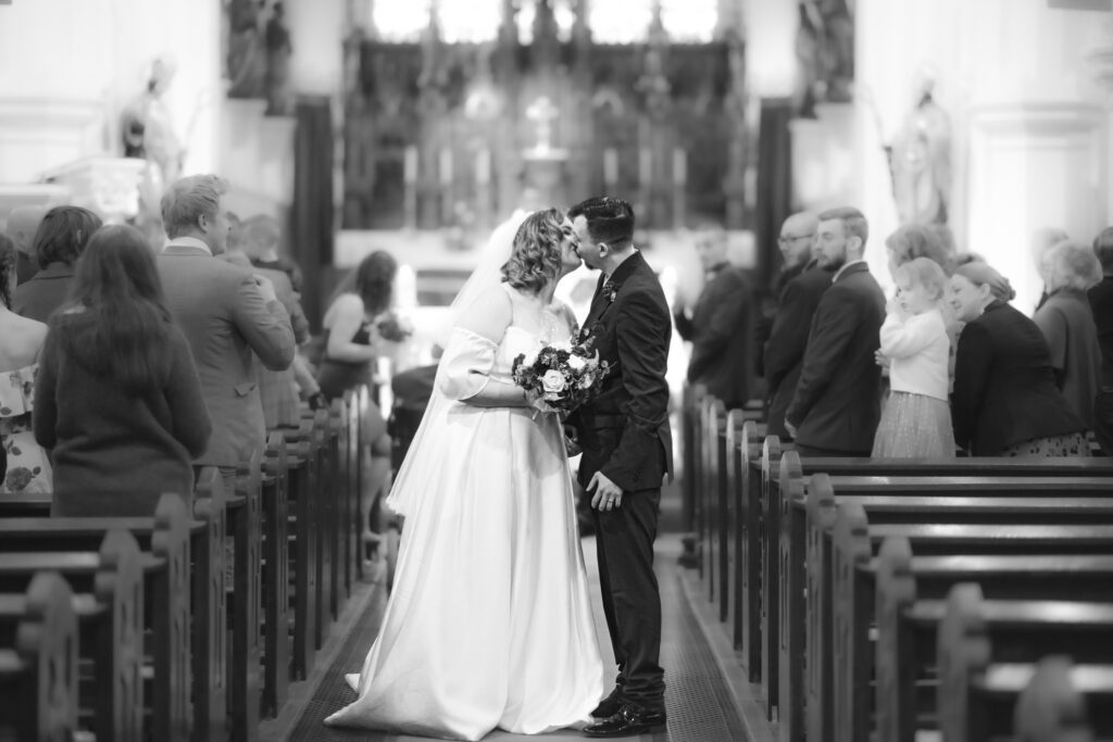 Bride and groom on their wedding day